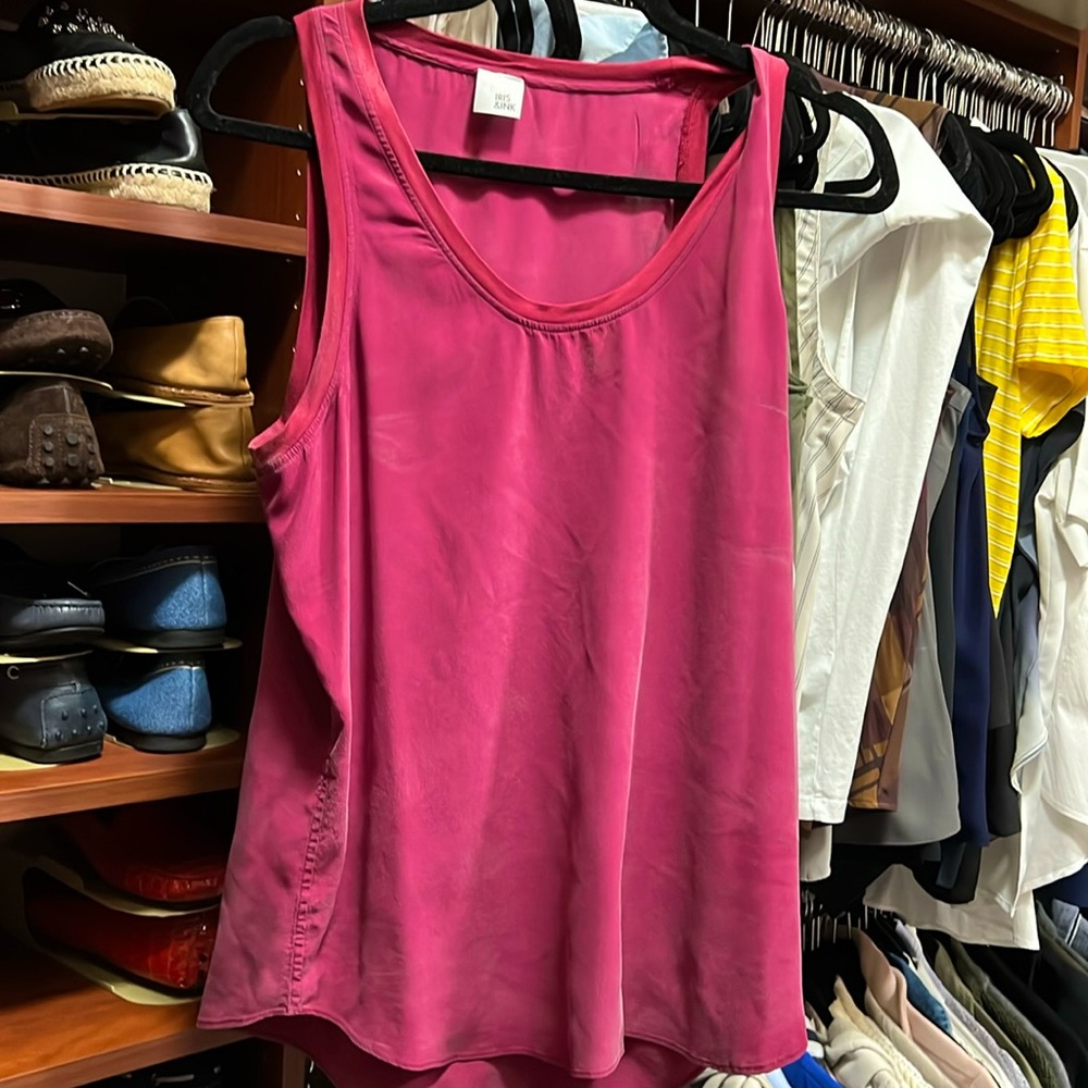 Iris & Ink Tank Top in Burgundy Silk Dark red